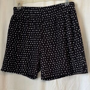 Basic Editions Black Shorts with White Heart Design